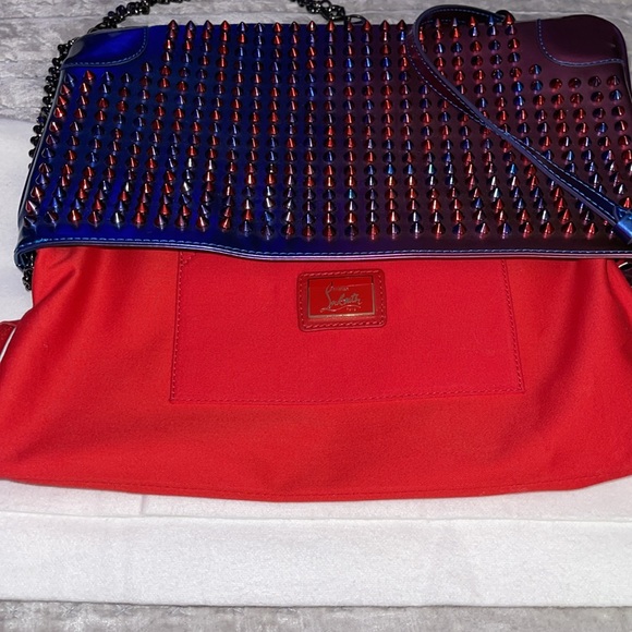 Christian Louboutin preloved clutch great condition color blue n purple studs - Picture 7 of 12